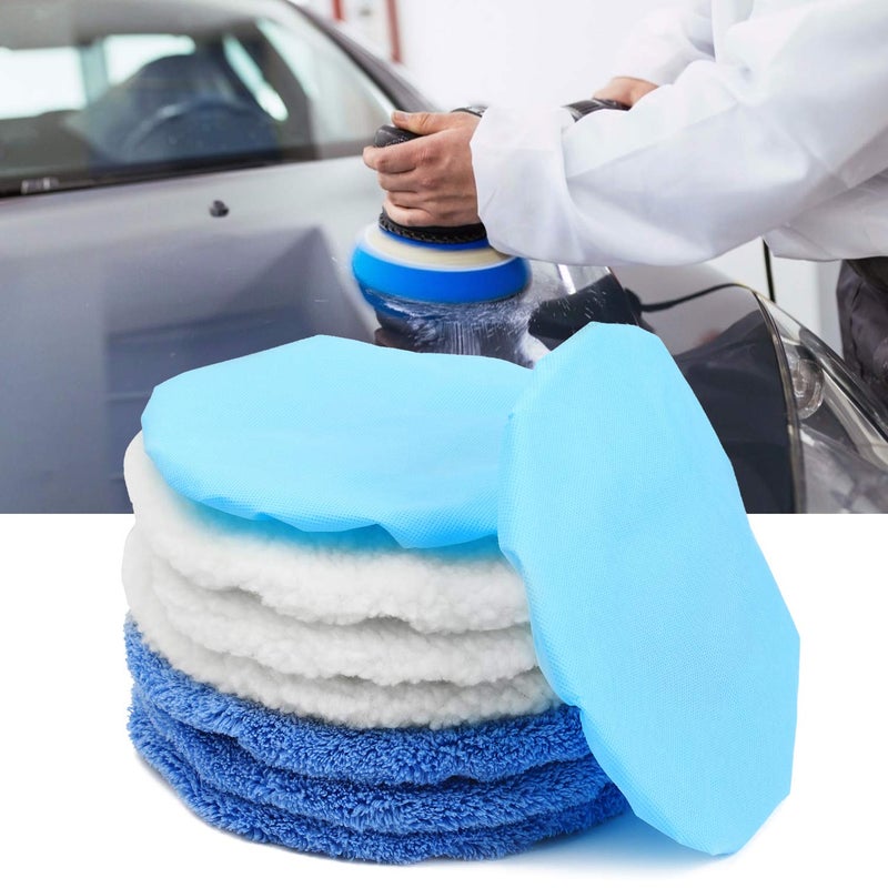 URLWALL 10PCS 9-10 inch Polisher Pad Bonnet Orbital Car Buffing Polishing Pad Cover - 5PCS Microfiber, 3PCS Wax Buffer, 2PCS Woolen Fleece Polishing Bonnet - Image 5